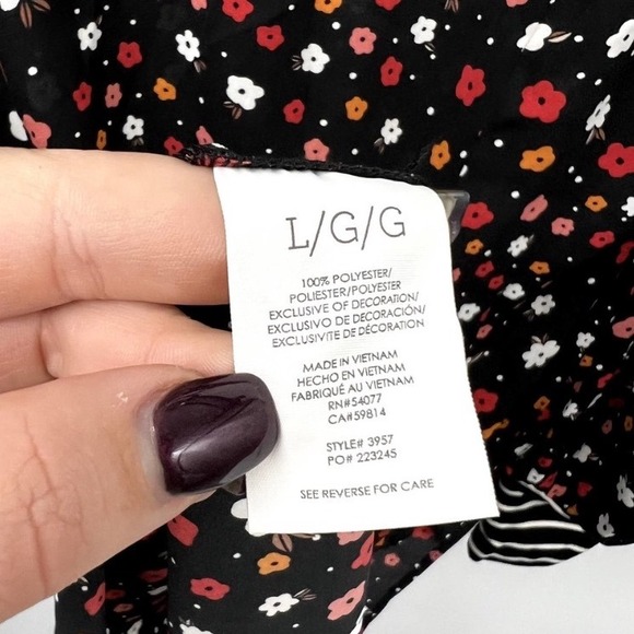 CAbi 3957 Cheerful Button Front Blouse Floral Mixed Stripe - Size L EUC - Picture 7 of 16